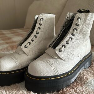 Dr. Martens Sinclair white leather platforms